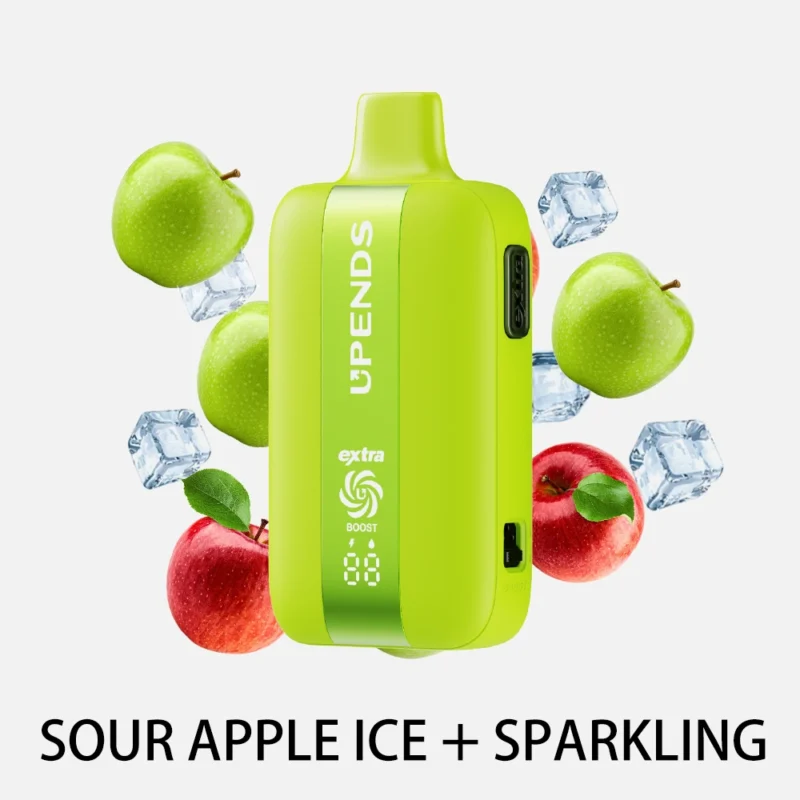 UPENDS UP7 – 35,000 Puffs, Extra Button for Dual Flavor, Sour Apple Ice + Sparkling