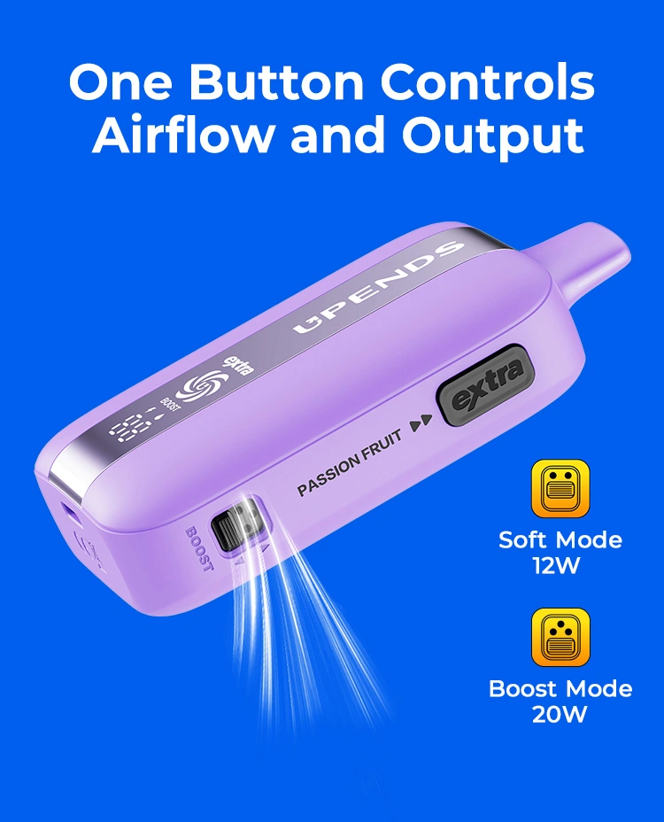 One Button Controls Airflow and Output - Soft Mode 12W Boost Mode 20W
